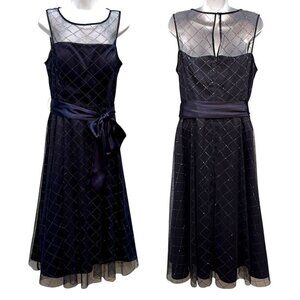 Jessica Howard Tulle Rhinestone Cocktail Dress Navy Blue Formal Party Event Size